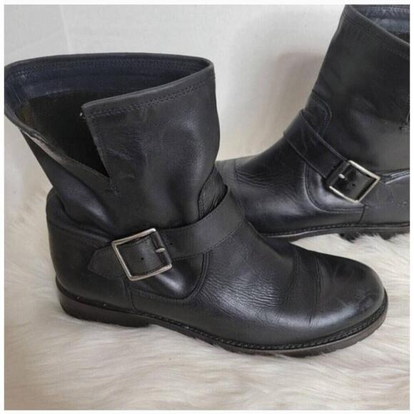 Frye Natalie Classic Short Engineer Leather Moto Boots Black 8.5 - Picture 5 of 13
